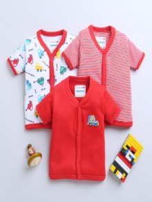 BUMZEE Red & White Boys Half Sleeves Jablas Pack Of 3