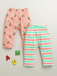 BUMZEE Peach & Multi Baby Boys Diaper Pants Leggings Pyjamas Pack Of 2