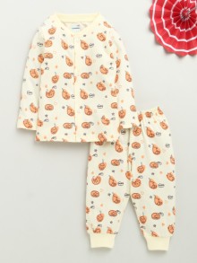 BUMZEE Cream Baby Girls Full Sleeves Jabla & Pyjama Set