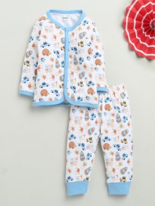 BUMZEE White Baby Boys Full Sleeves Jabla & Pyjama Set