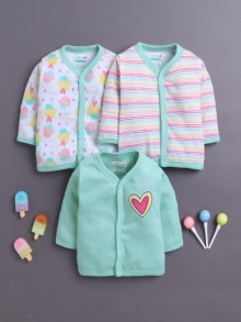 BUMZEE Girls Full Sleeves Jabla Mint Green & White Pack of 3