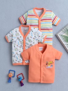 BUMZEE Boys Half Sleeves Jabla Orange & White Pack of 3