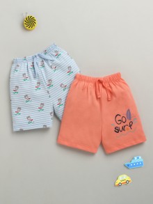 BUMZEE Coral & Sky Blue Boys Shorts Pack Of 2
