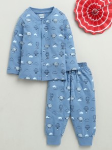 BUMZEE Dark Blue Baby Boys Full Sleeves Jabla & Pyjama Set