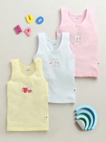 BUMZEE Pink & Yellow Girls Cotton Slips Pack of 3