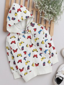 BUMZEE White Girls Full Sleeves Hooded Sweatshirt
