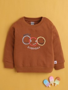 BUMZEE Brown Boys Full Sleeves Cotton Sweatshirt