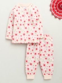 BUMZEE Peach Baby Girls Full Sleeves Jabla & Pyjama Set