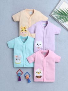 BUMZEE Girls Half Sleeves Jabla Pink & Lavender Pack of 4