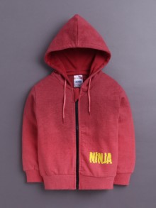 BUMZEE Coral Boys Full Sleeves Cotton Hooded Zipper Sweatshirt