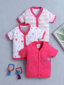 BUMZEE Girls Half Sleeves Jabla Pink & White Pack of 3