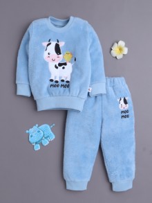 BUMZEE Blue Boys Full Sleeves Sweatshirt & Jogger Set