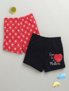 BUMZEE Navy & Red Girls Shorts Pack Of 2
