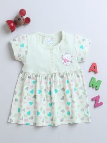 BUMZEE Light Green Girls Half Sleeves Cotton Frock