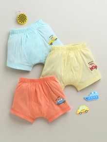 BUMZEE Sky Blue & Yellow Boys Cotton Trunks Pack of 3