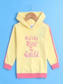 BUMZEE Yellow Girls  Full Sleeves Cotton Hooded Sweatshirt