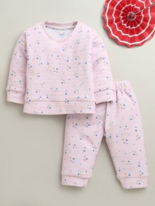 BUMZEE Lilac Girls Full Sleeves Poly Blend Winter Wear Set