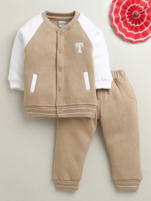 BUMZEE Brown Boys Full Sleeves Cotton Blend Winter Set