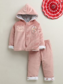BUMZEE Peach Girls Full Sleeves Cotton Blend Winter Wear Set