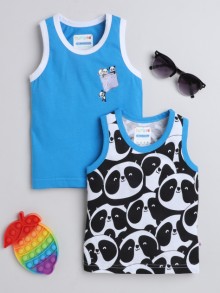 BUMZEE Black & Blue Boys Sleeveless T-Shirts Pack Of 2