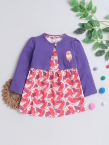 BUMZEE Multi Girls Full Sleeves Frock With Shrug
