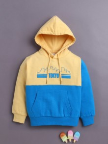 BUMZEE Yellow Boys Full Sleeves Cotton Hooded Sweatshirt