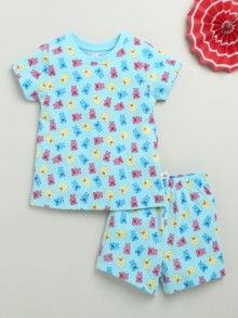 BUMZEE Sky Blue Girls Half Sleeves T-Shirt & Short Set