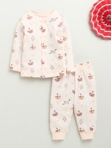 BUMZEE Peach Baby Boys Full Sleeves Jabla & Pyjama Set