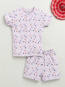 BUMZEE Lilac Baby Girls Half Sleeves Jabla & Short Set