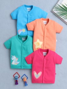 BUMZEE Girls Half Sleeves Jabla Blue & Pink Pack of 4