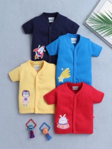BUMZEE Boys Half Sleeves Jabla Yellow & Red Pack of 4