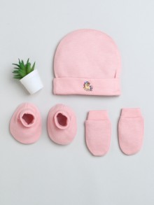 BUMZEE Peach Boys Cotton Cap Mitten Bootie Set
