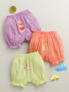 BUMZEE Peach & Lavender Girls Cotton Bloomers Pack of 3