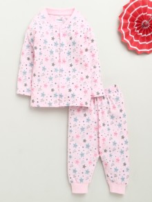 BUMZEE Pink Baby Girls Full Sleeves Jabla & Pyjama Set