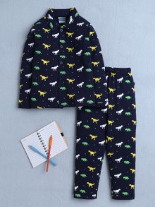 BUMZEE Navy Boys Full Sleeves Cotton Night Suit