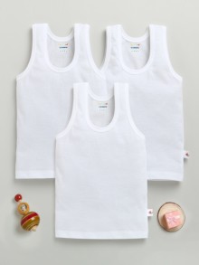 BUMZEE Boys Sleeveless Vest White Pack of 3