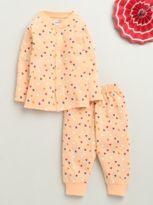 BUMZEE Peach Baby Girls Full Sleeves Jabla & Pyjama Set