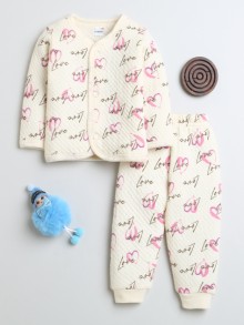 BUMZEE Cream Girls Full Sleeves Polyfill Winter Wear Set