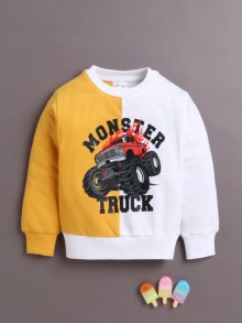 BUMZEE White Boys Full Sleeves Cotton Sweatshirt