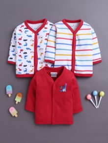 BUMZEE Boys Full Sleeves Jabla Red & White Pack of 3