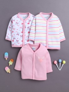 BUMZEE Girls Full Sleeves Jabla Pink & White Pack of 3